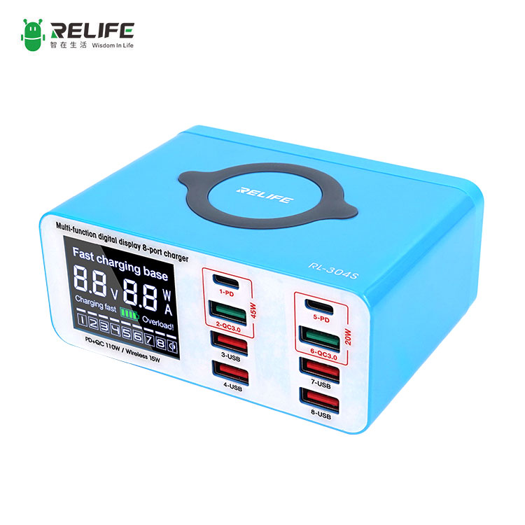 RELIFE RL-304S Multifunctional digital display 8 port charger