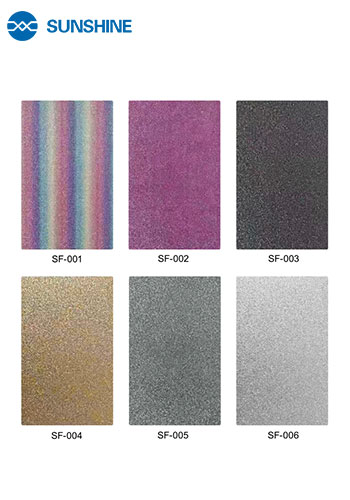 SUNSHINE Glitter Shiny series back stickers for phones 50 pcs each picture for SS-890C cutting machine